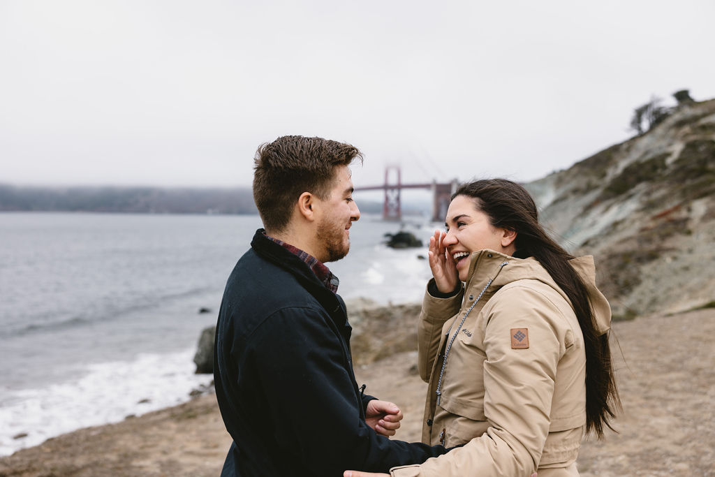 Newly engaged couple after planning for engagement in secret 