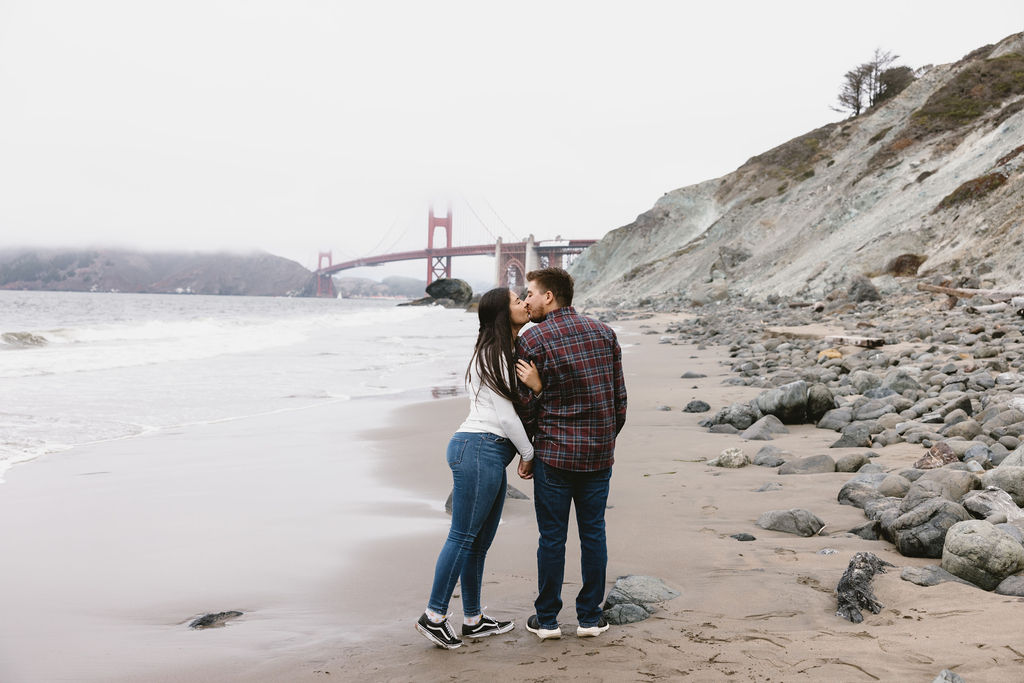 Newly engaged couples engagement photos after planning for engagement surprise