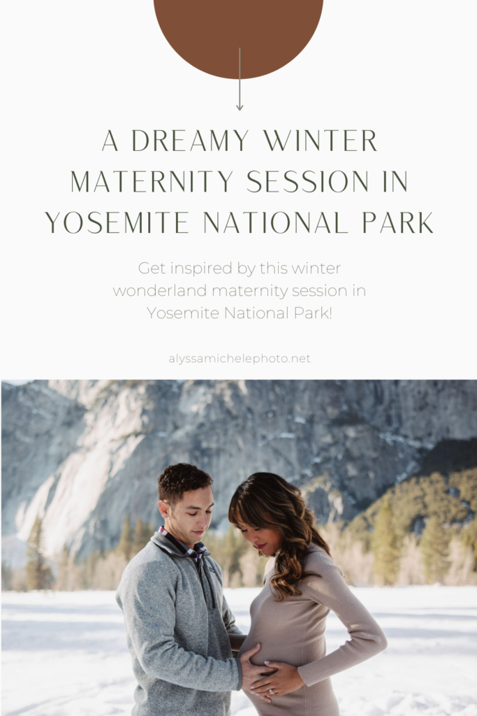 A maternity session during the winter in Yosemite