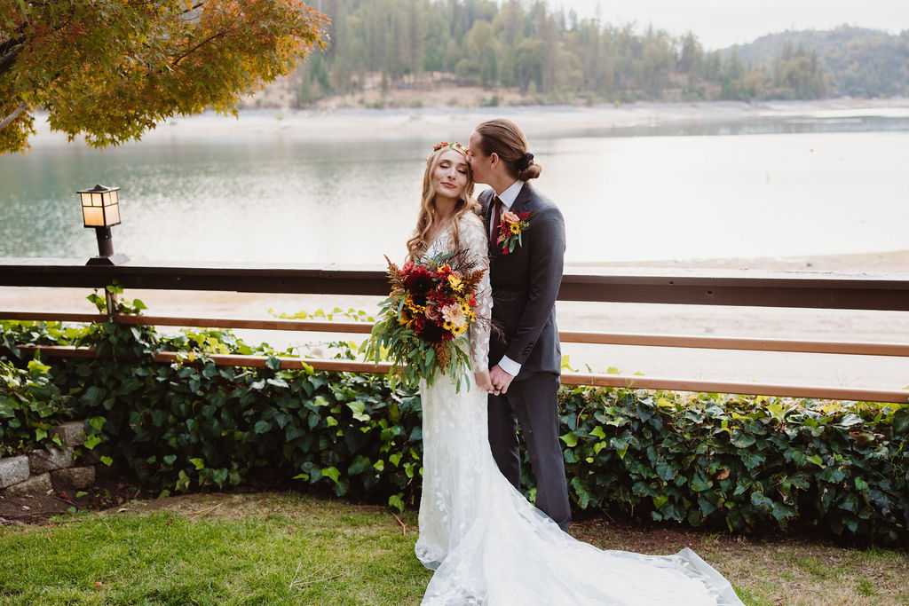 Bride and groom at The Pines Resort Fresno Venue Wedding in CA