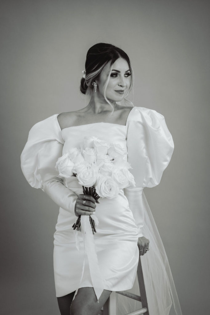 Bride posing during styled shoot by Wedding photographer in Fresno - Alyssa Michele Photo