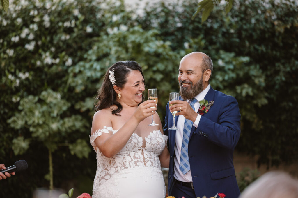 Bride and groom toasting - wedding photography package