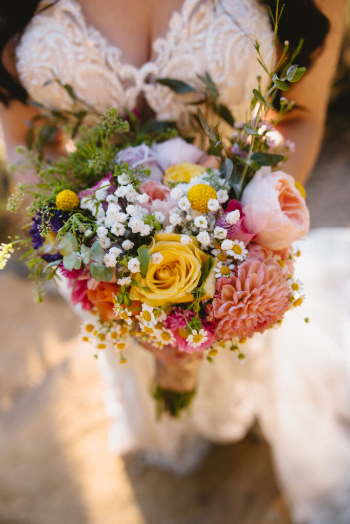 Colorful wedding bouquet - average costs for wedding photographer in Fresno California