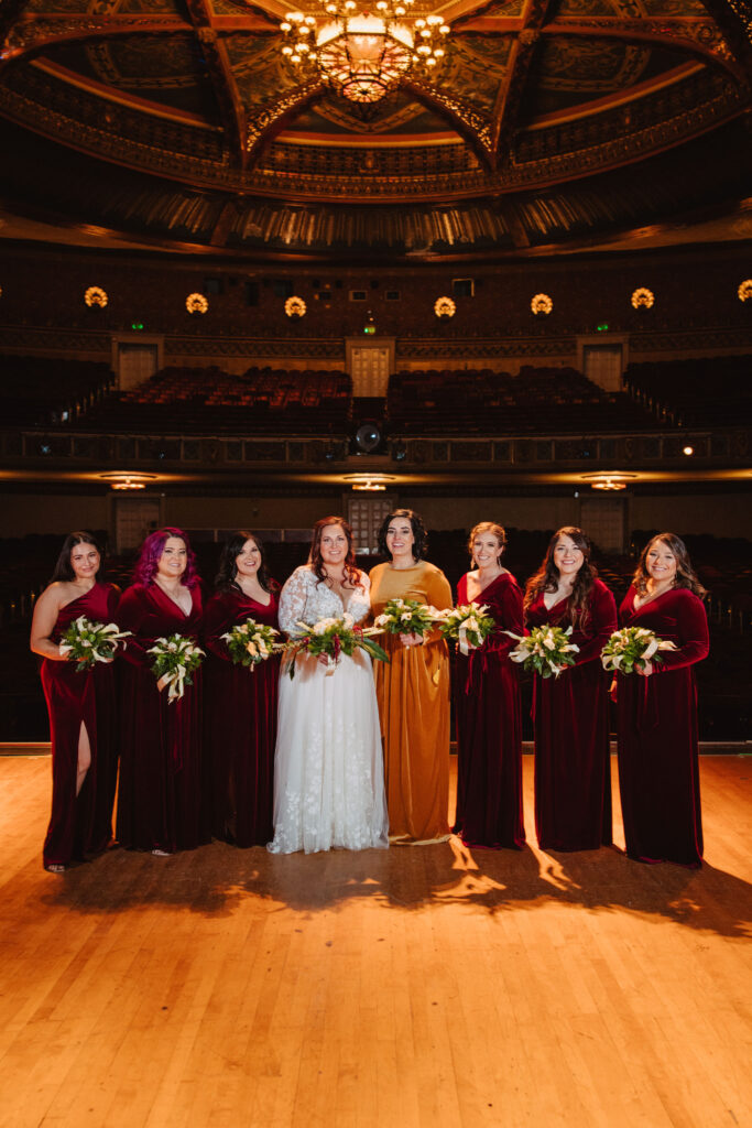Bridal party photos at Warnors Theatre in Fresno
