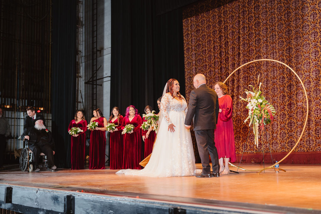 Wedding ceremony at Warnors Theatre in Fresno California