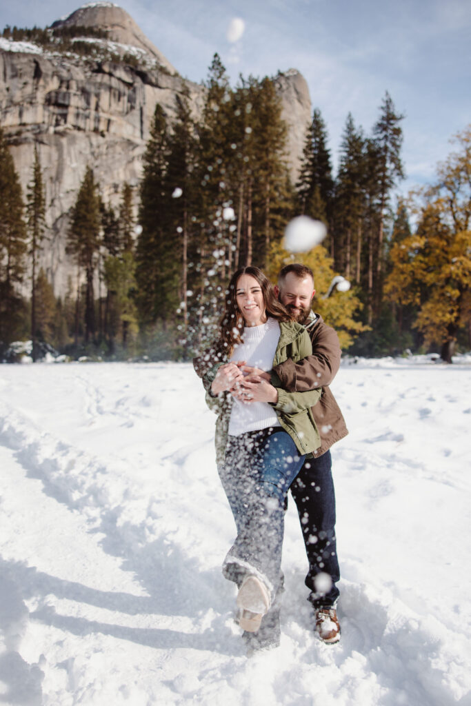 Couple posing for engagement photos in sequoia national park- 5 Tips For Engagement Photos