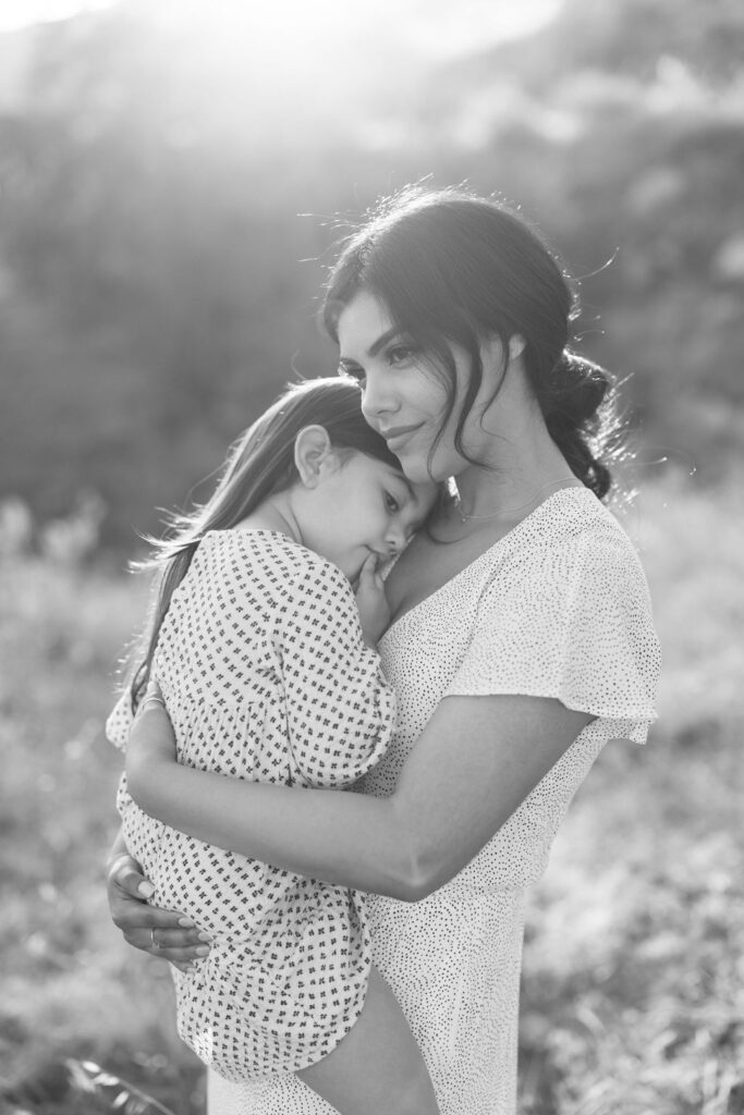 Mother and daughter posing for mothers day photoshoot in Fresno, California
