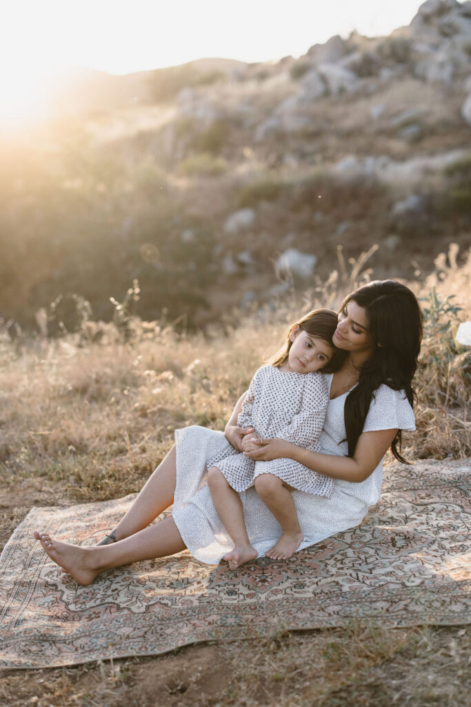 Mother and daughter posing for mothers day photoshoot in Fresno, California