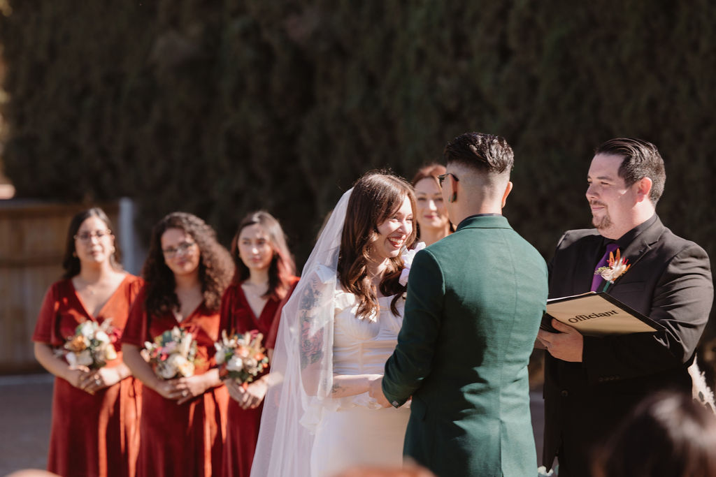 California wedding bride and groom at the altar - elopement vs wedding