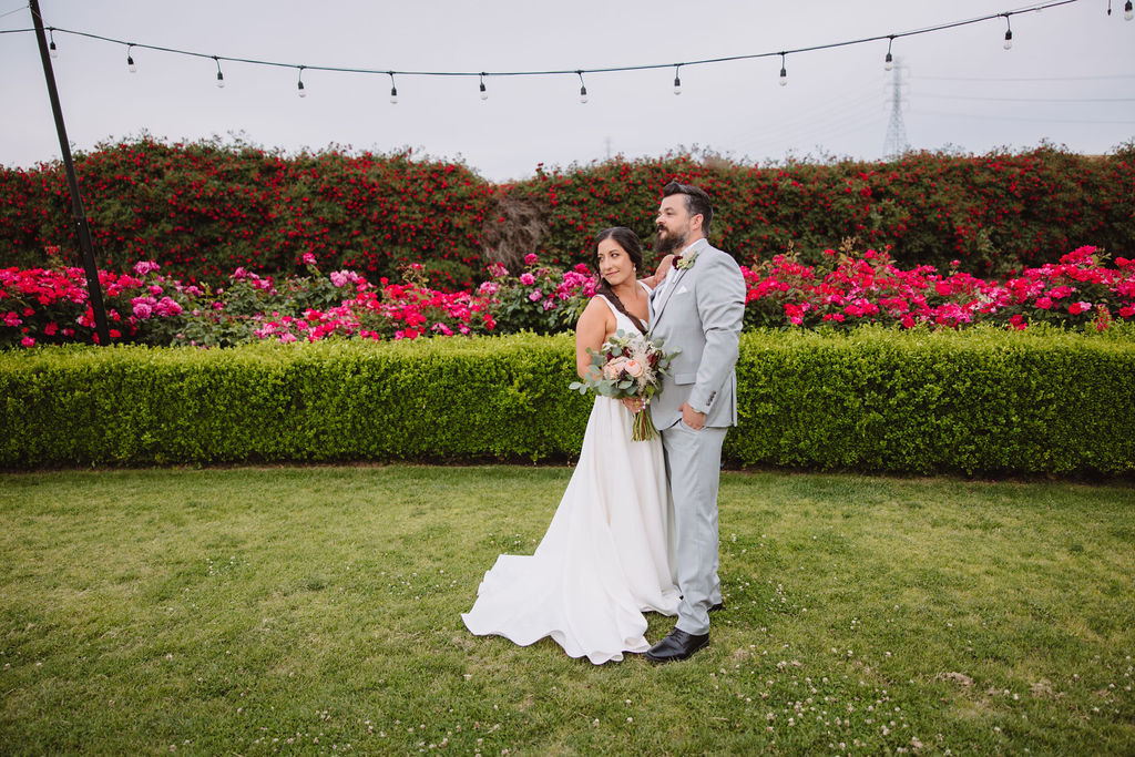 Outdoor small wedding California inspiration - Bride and groom portraits at Solitary Cellars in Fresno