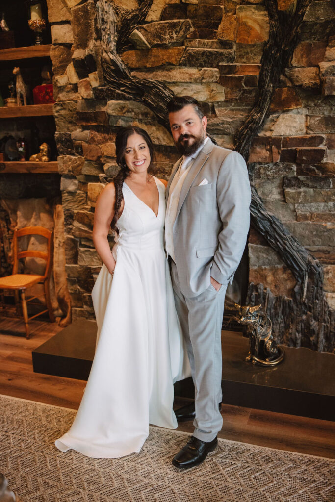 Bride and groom portraits at Eagle Springs Golf Course by Table Mountain Casino