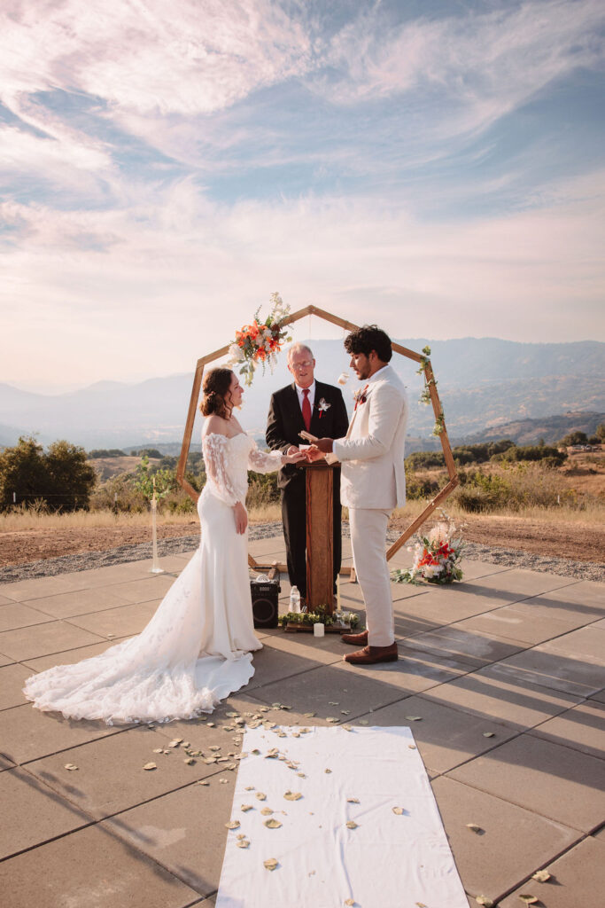 Intimate wedding ceremony in California