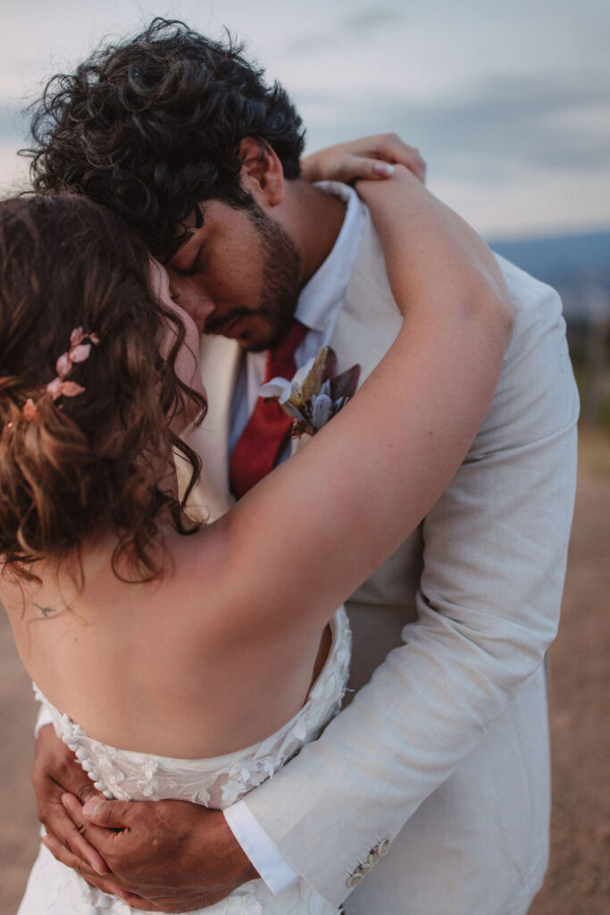 Bride and grooms sunset portraits from California elopement