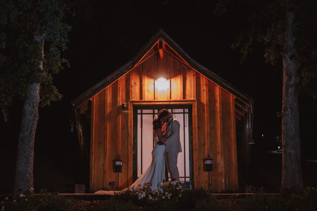 Bride and groom portraits at night