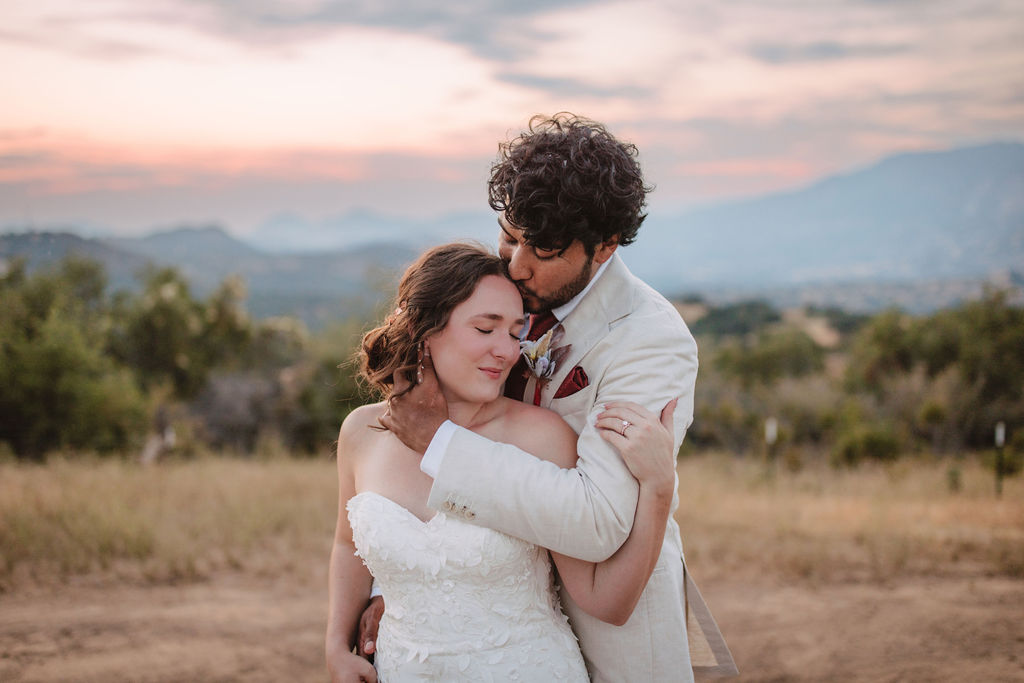 Bride and grooms sunset portraits from California elopement