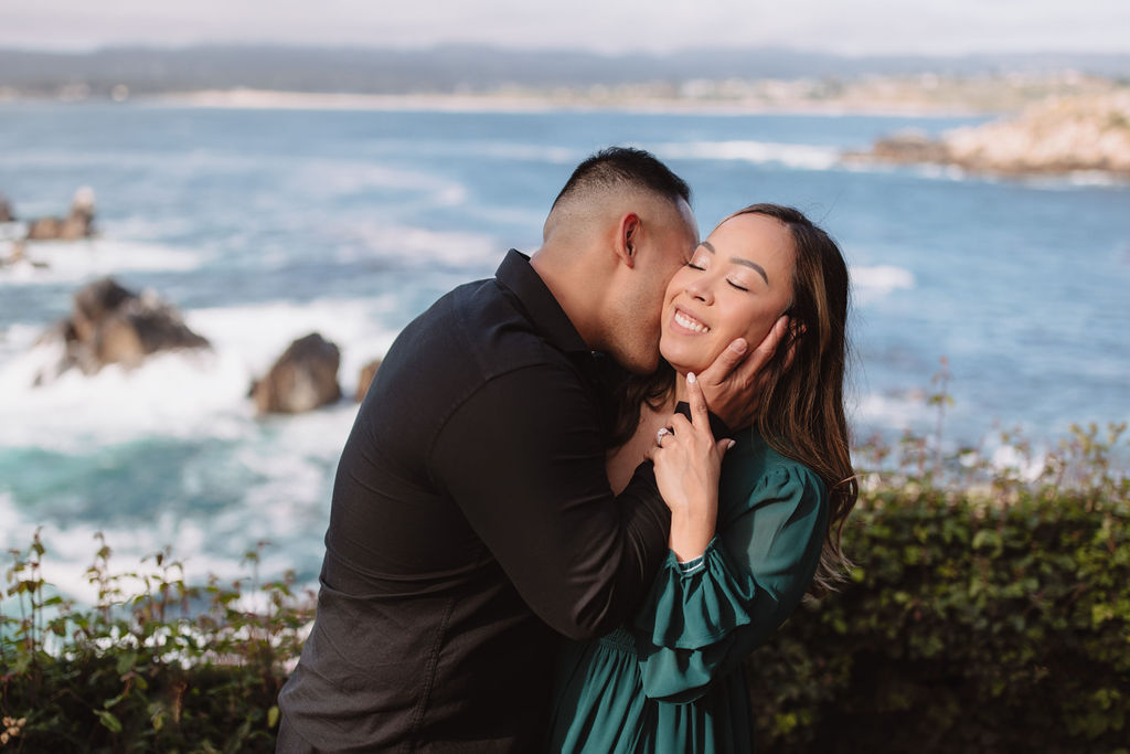 Couple posing for engagement photos at Point Lobos and Big Sur - captured by Alyssa Michele Photo - Big Sur wedding photographer