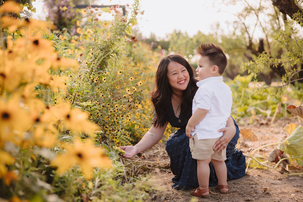 Family photos at Blue Door Blooms - Fresno Photoshoot Location