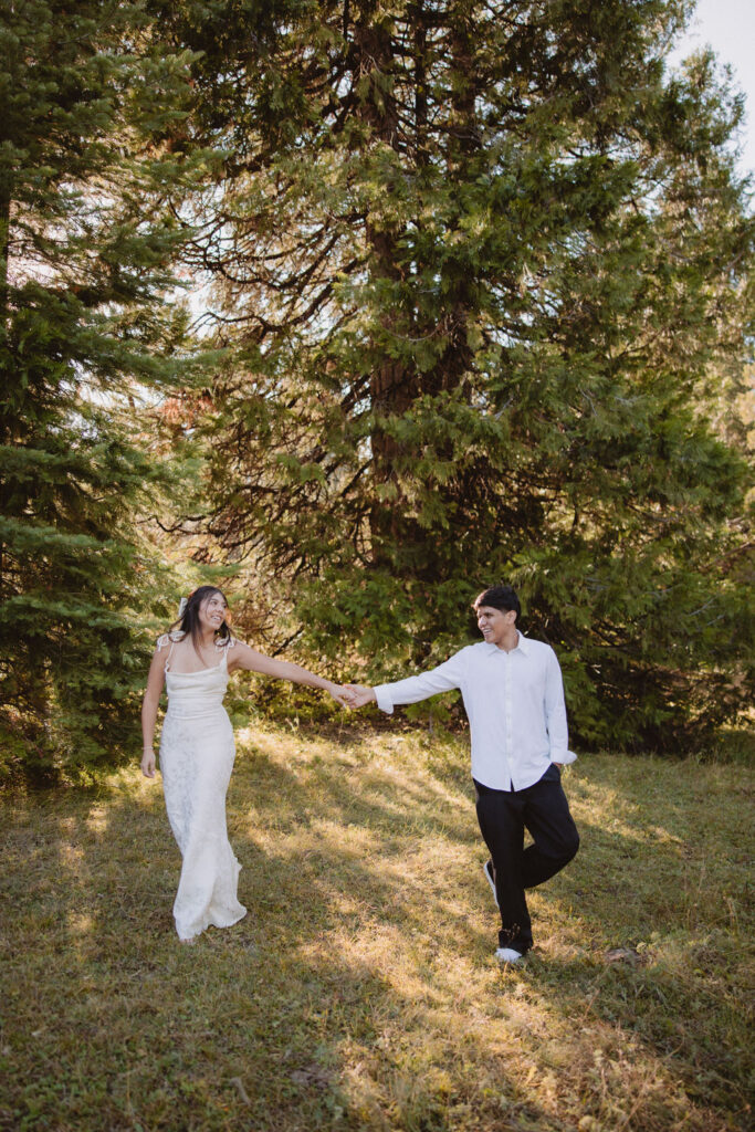 Outdoor engagement session at Shaver Lake Meadow
