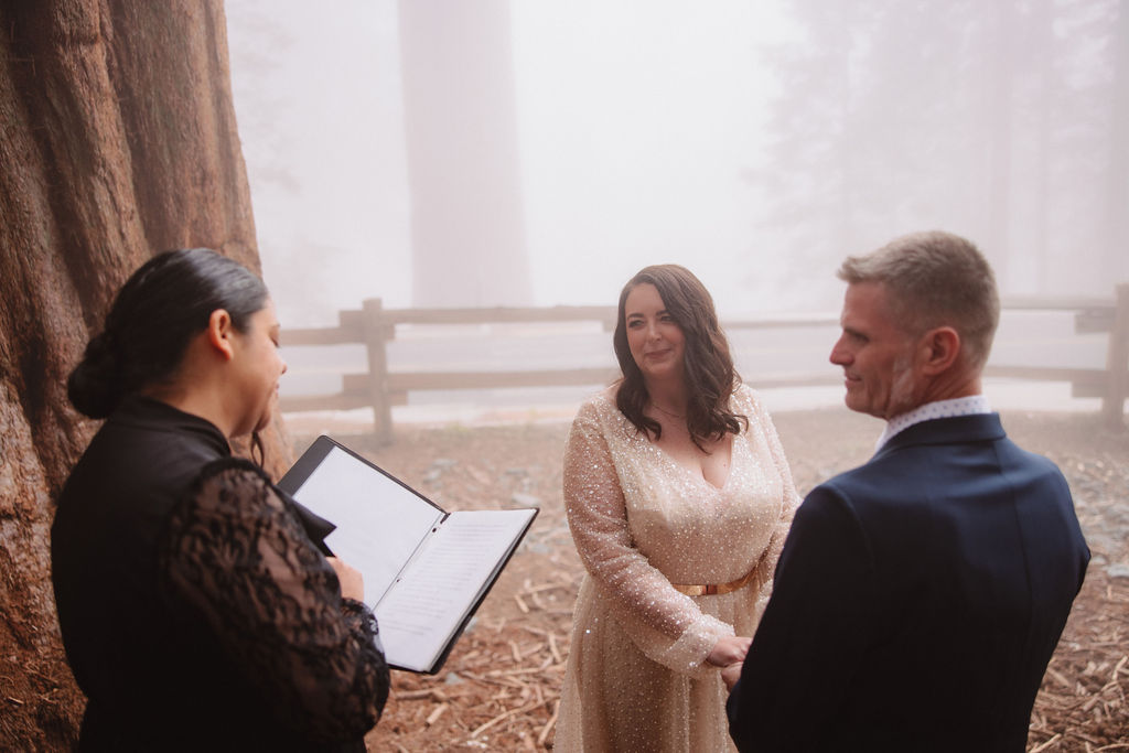 Intimate elopement ceremony in the forest