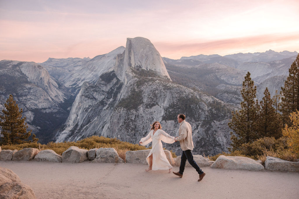Couples Adventurous Mountain Engagement Photos in Yosemite