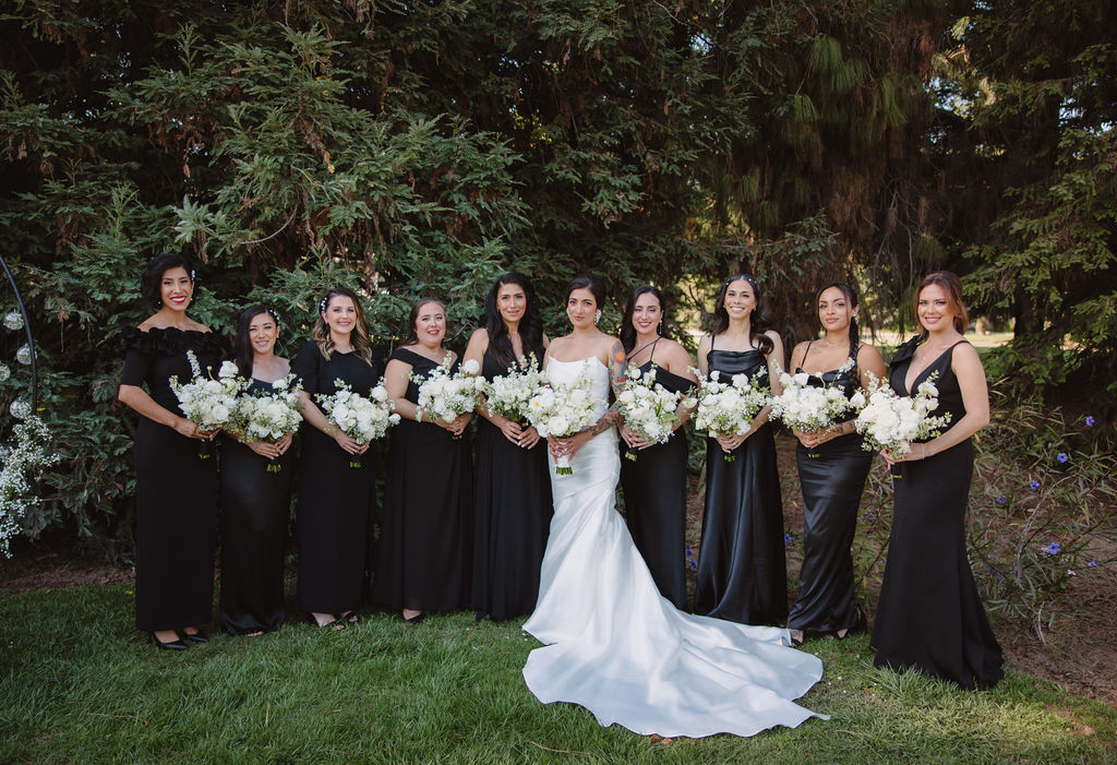 Bride and bridesmaids Fresno California wedding photos