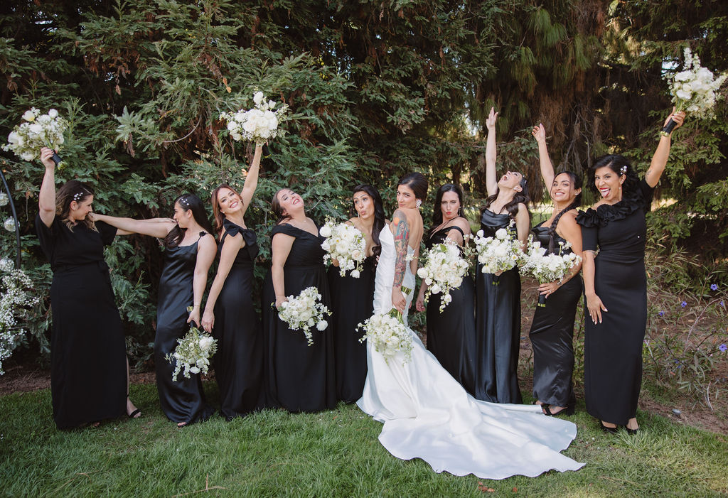 Bride and bridesmaids Fresno California wedding photos