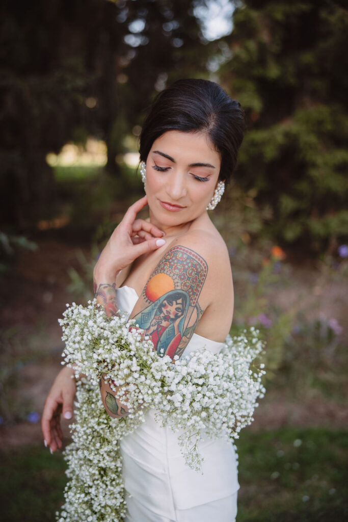 California bridal portraits with baby's breath shawl