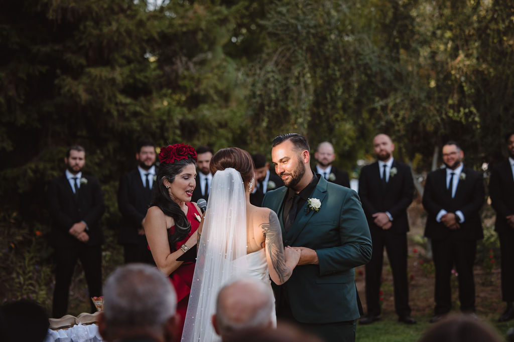 Intimate backyard wedding ceremony in Fresno County California