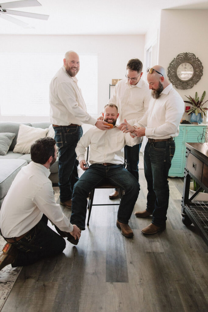 Groom and groomsmen before the ceremony