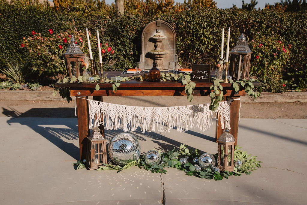 A Fall Vintage Boho Wedding reception in California