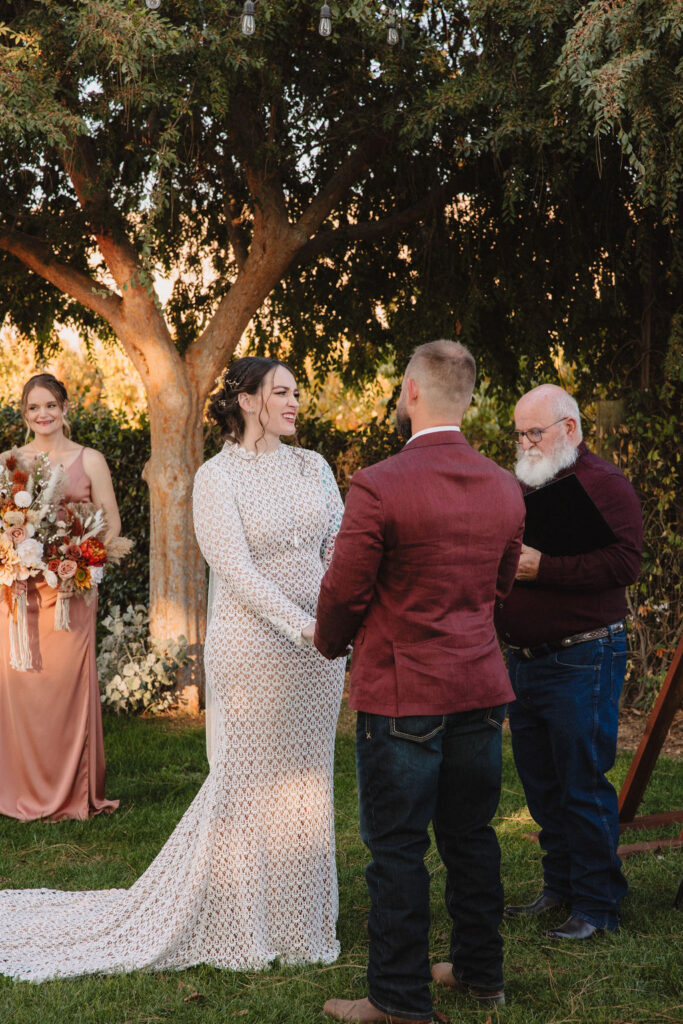 An outdoor ceremony at School House Restaurant and Tavern in Sanger