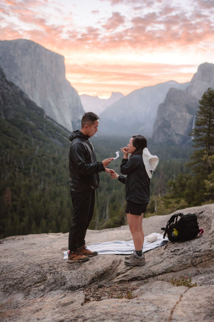 A surprise sunrise Yosemite proposal at Tunnel View