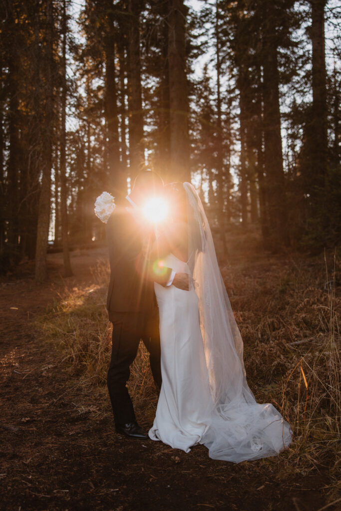 Sun flair bride and groom photos
