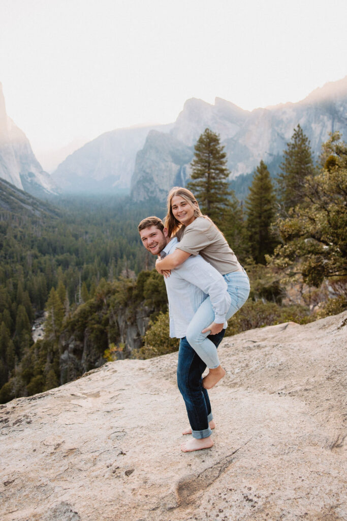 Couple posing for photos in YNP