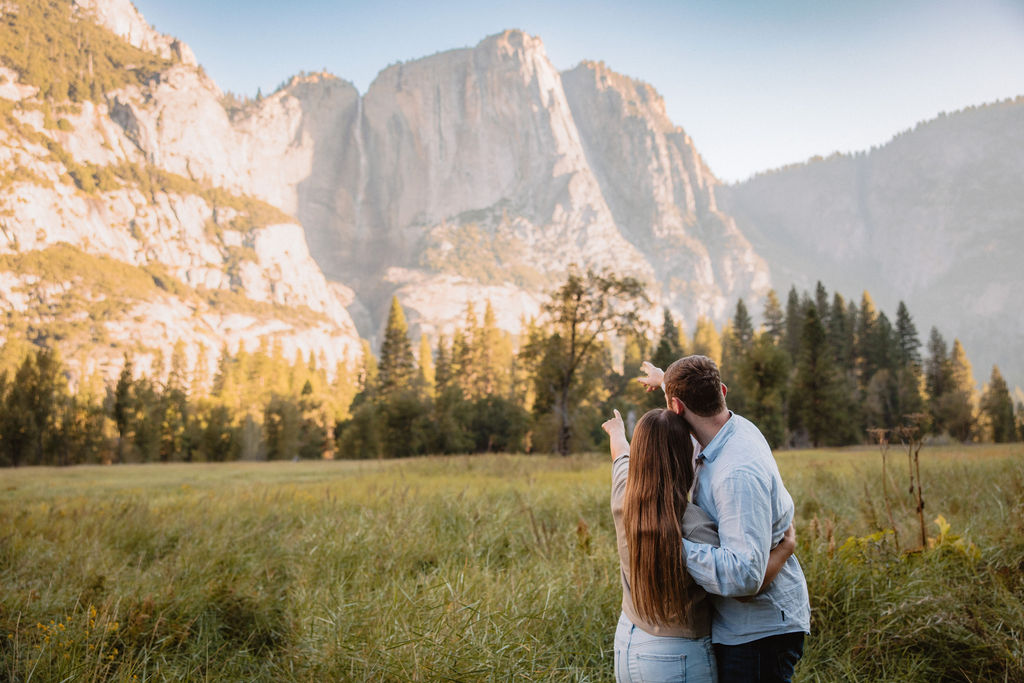 Epic Sunrise Yosemite Engagement Photos at Swinging Bridge Meadow