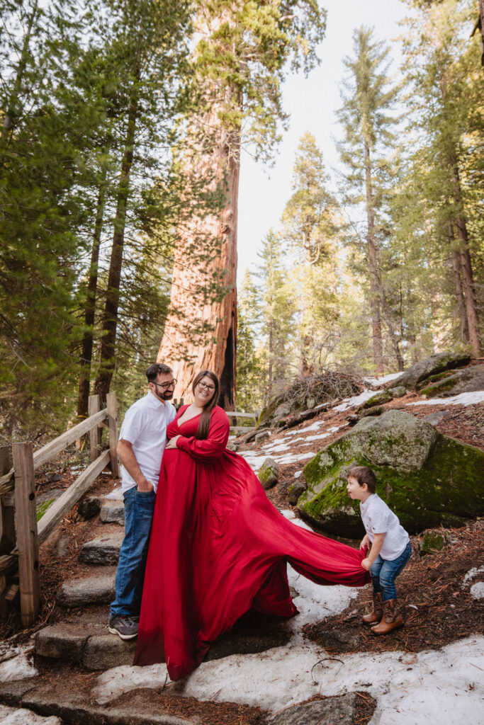 Outdoor family maternity photos in Sequoia National Park