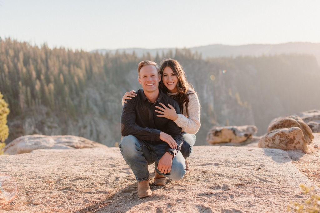 Couple posing for photos in Yosemite