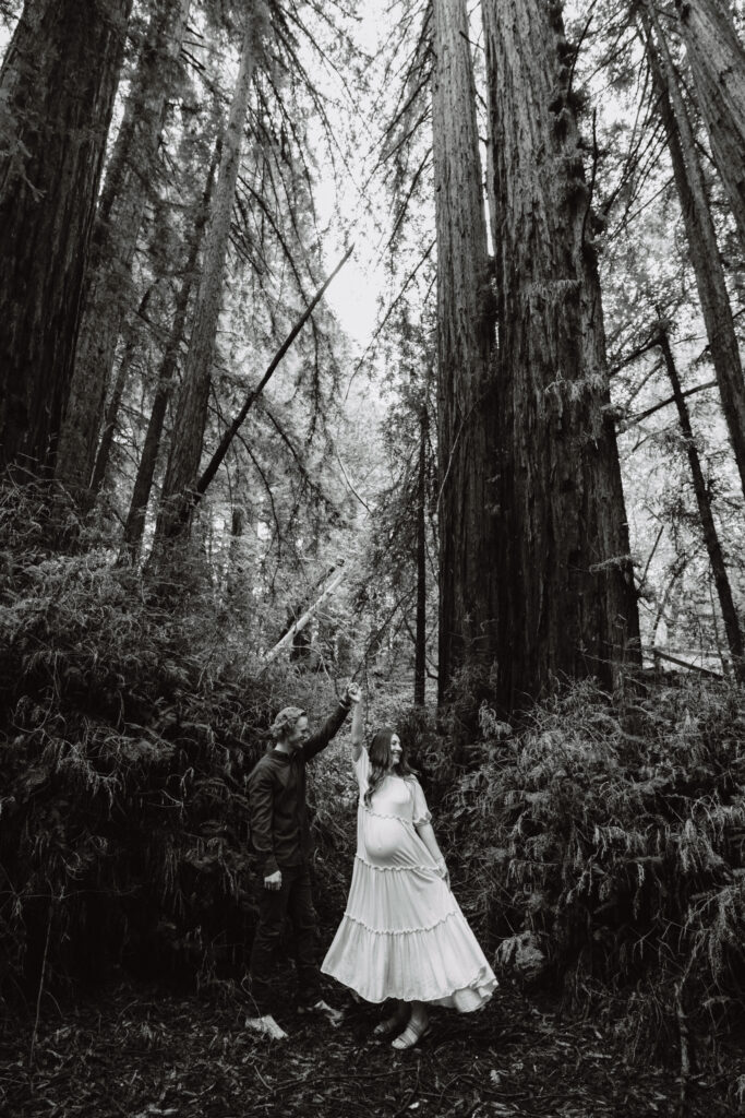 couple dancing in the forest of big sur