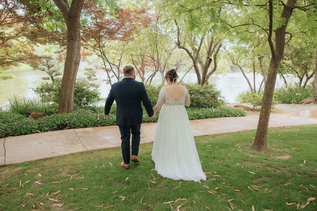 a rainy day elopement in a garden
