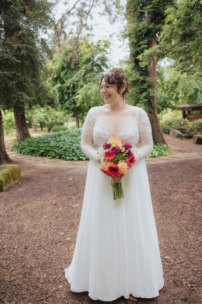 a garden wedding photoshoot for bride and groom
