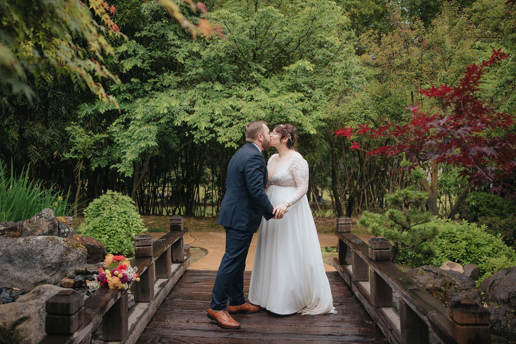 a garden wedding photoshoot for bride and groom
