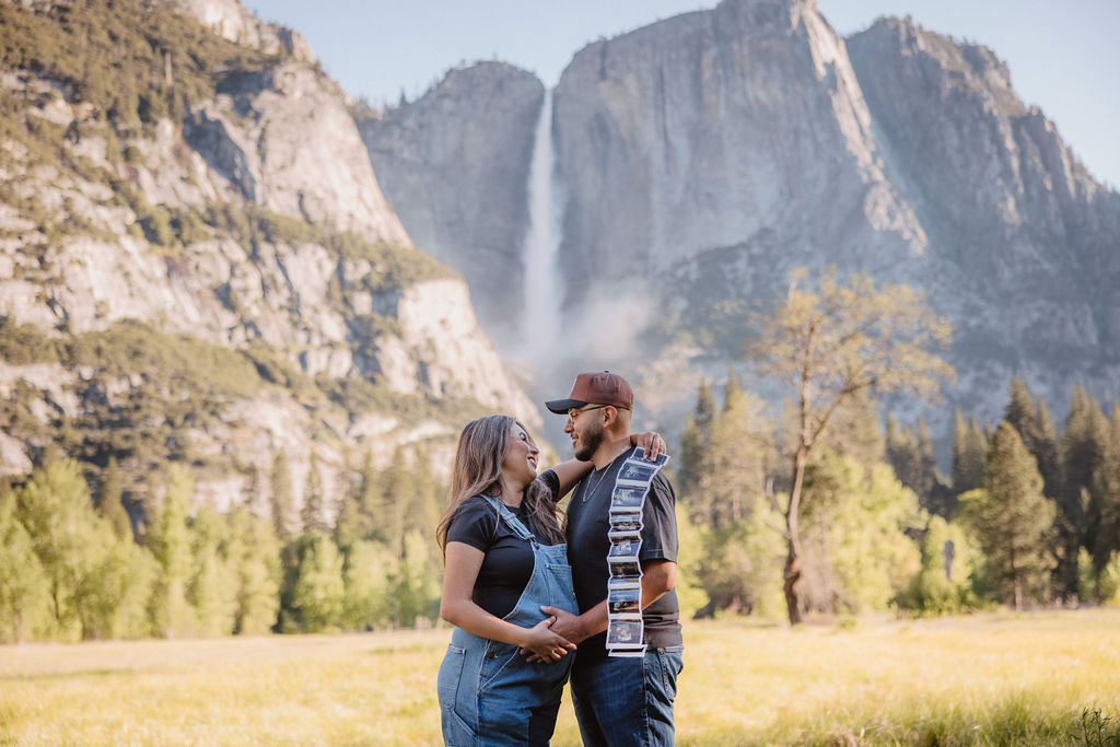 couple posing in Yosemite for their maternity photos