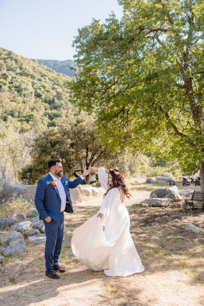 couple posing for their wedding portraits
