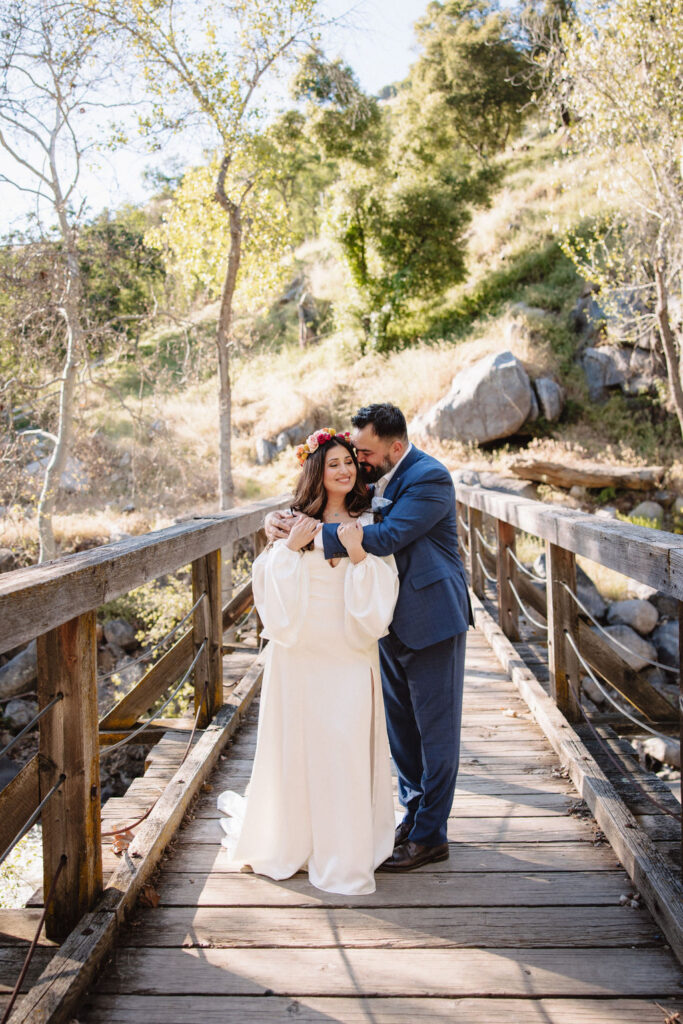 bride and groom posing for their outdoor wedding photos | An Intimate Redwood Ranch Wedding in Three Rivers
