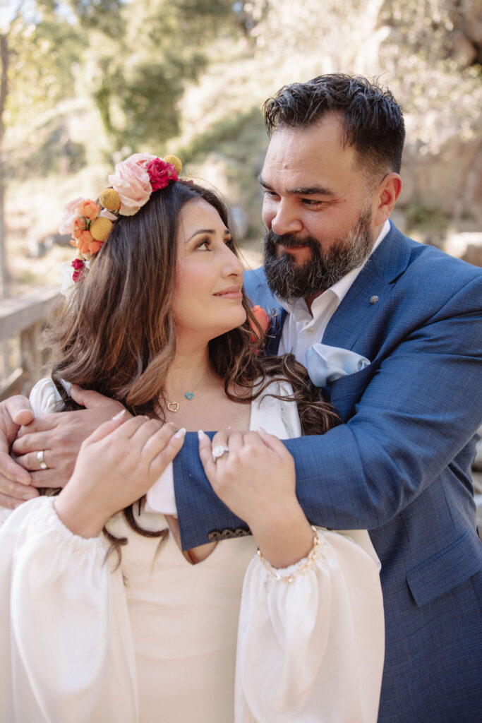 couple posing for their wedding portraits | ranch wedding photos