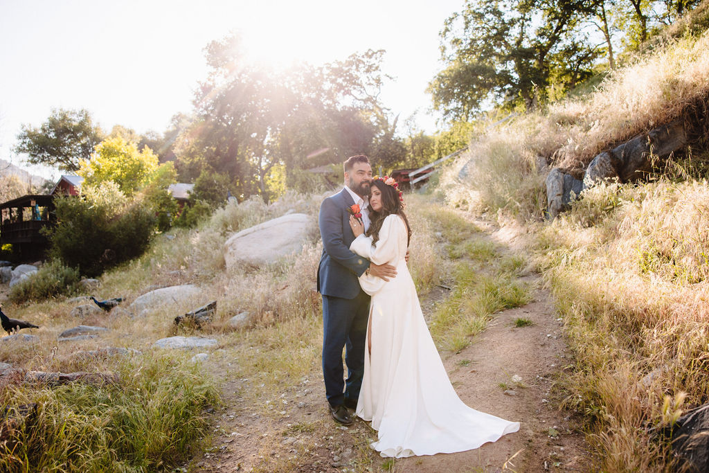 couple posing for their wedding portraits
