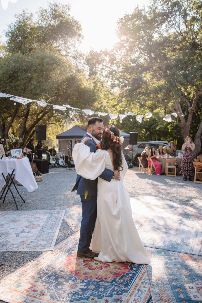 couple posing for their wedding portraits | a redwood ranch wedding