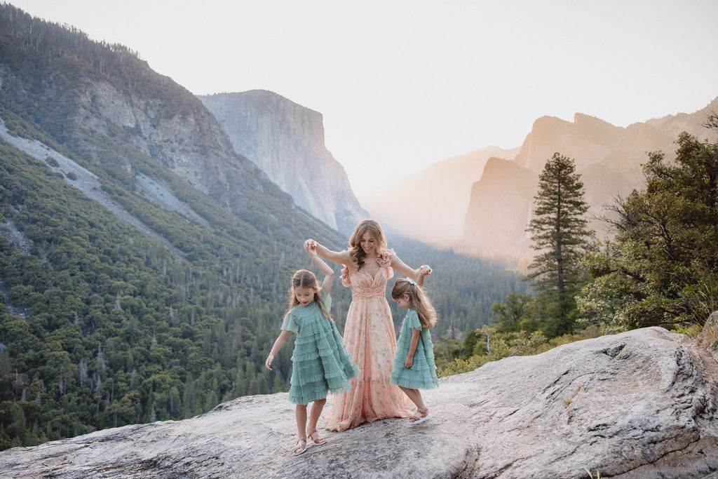 Family at Yosemite National park for their documentary style family photos