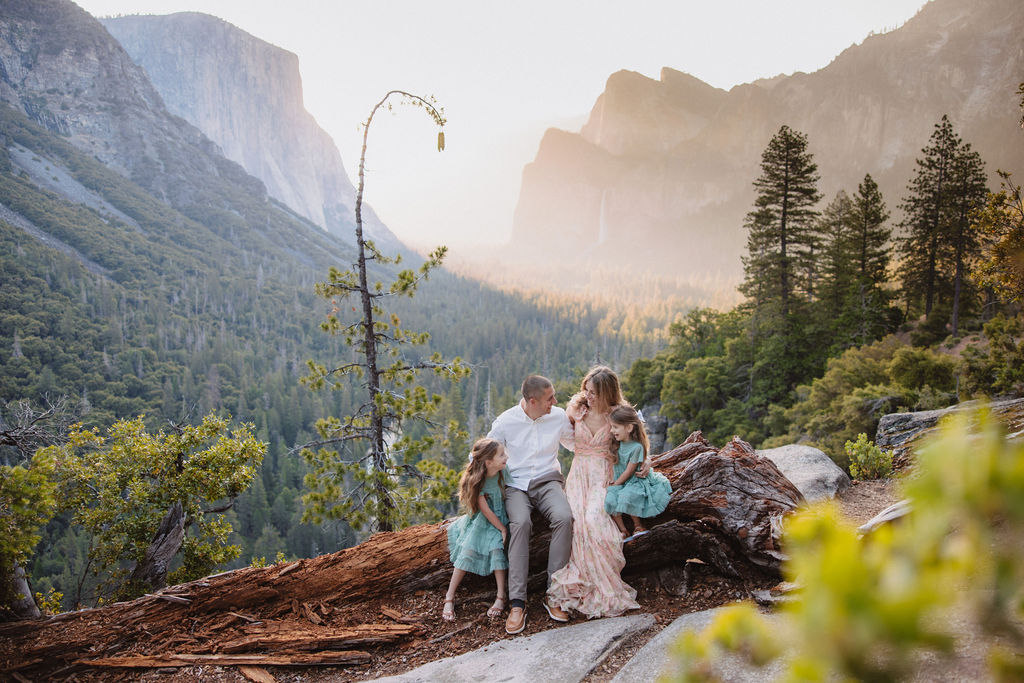 Family at Yosemite National park for their documentary style family photos