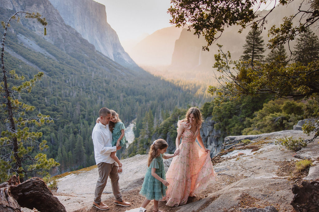 Family at Yosemite National park for their documentary style family photos